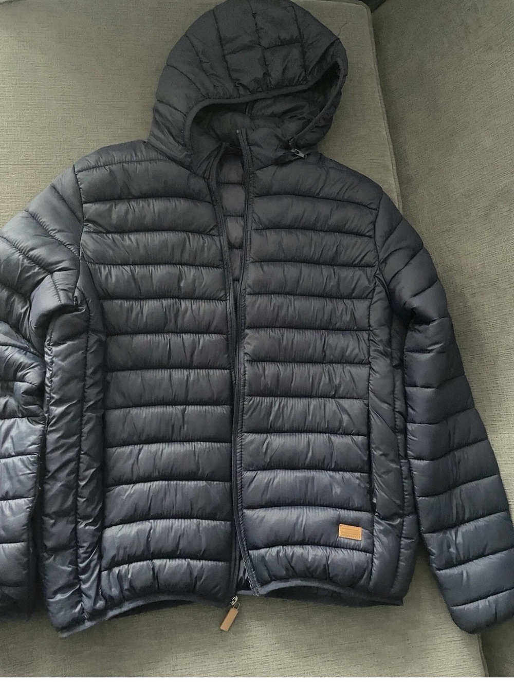 Men's Hooded Quilted Puffer Jacket - Black